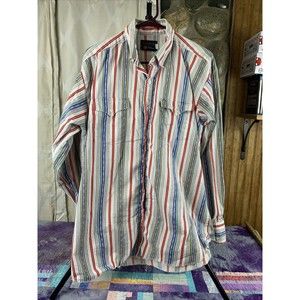 Vintage Panhandle Slim Men’s XL Striped Western Shirt Button Down Distressed